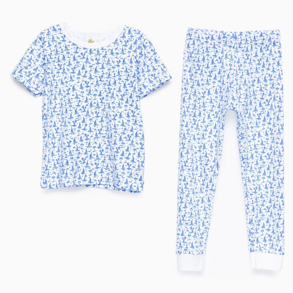 Pijama Blanco Palmeras Azul